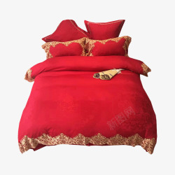 大红色四件套新婚床上用品四件套高清图片