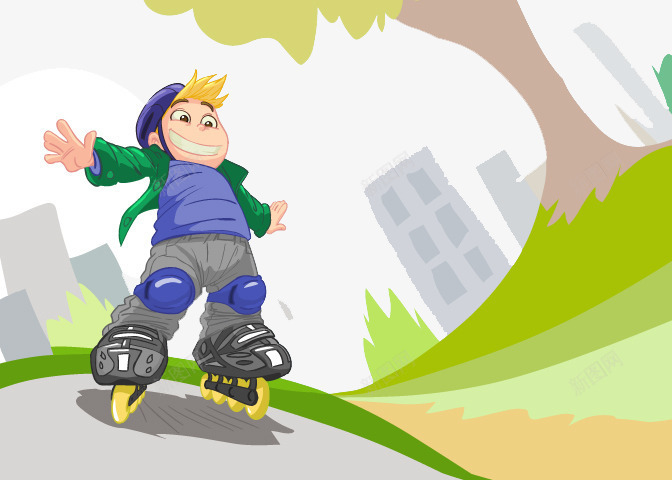 滑轮男孩png免抠素材_新图网 https://ixintu.com 休闲 卡通 可爱 城市 娱乐 小清新 手绘 溜冰 滑板滑轮 滑轮 男孩