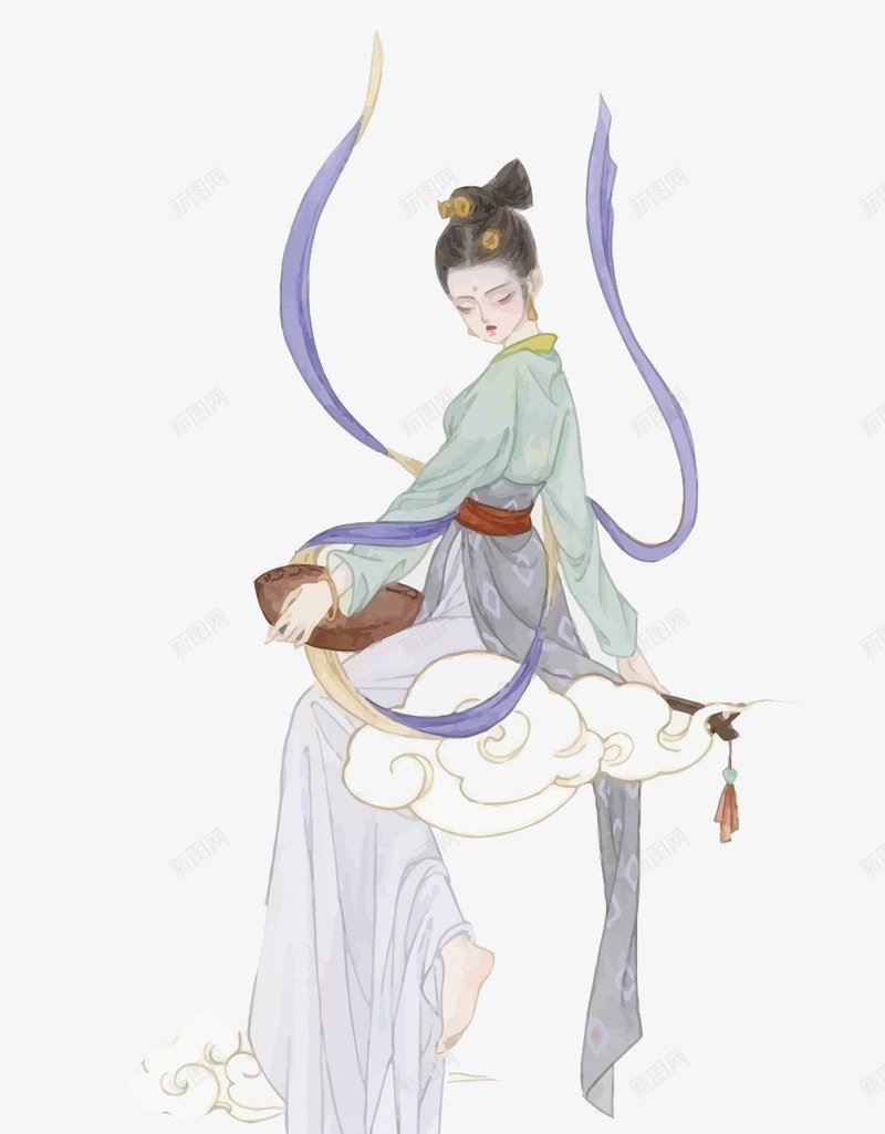 中国风水墨神女矢量图eps免抠素材_新图网 https://ixintu.com 中国风 卡通 手绘 水墨 矢量神女 神女PNG矢量图 神女免扣PNG图 矢量图