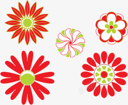 红色花朵儿童画矢量图素材
