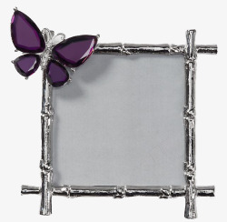 方形小黑板金属框小黑板紫色蝴蝶装饰边框高清图片
