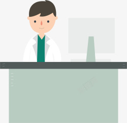 电脑前的医生在办公室办公的医生矢量图高清图片