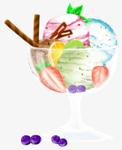 手绘装饰冰淇淋甜品插画素材