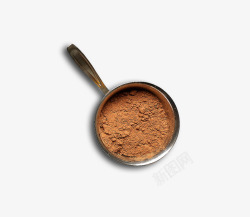 咖啡用具奶锅里的咖啡豆粉末高清图片