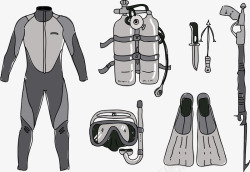 海底探险装备矢量图素材