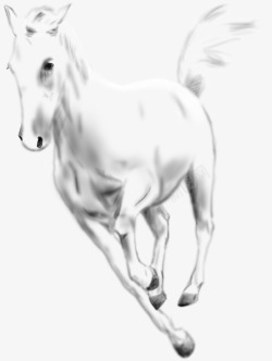 手绘白马动物奔跑素材