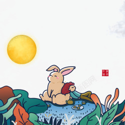 简笔画卡通人物手绘中秋佳节背景元素高清图片