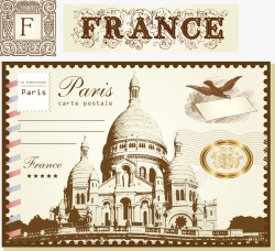 法国建筑物邮票矢量图素材