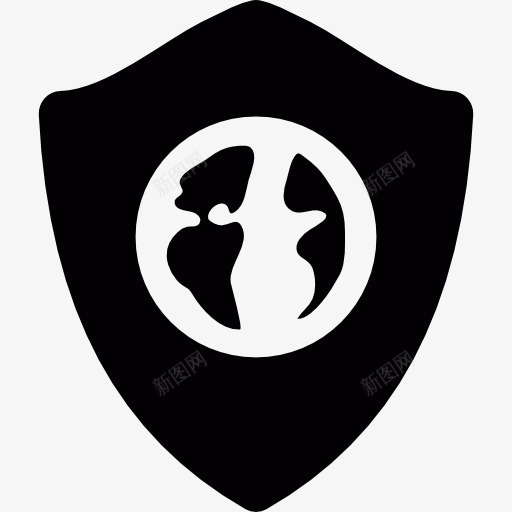 地球的象征在防护罩图标png_新图网 https://ixintu.com 互联网 保护 屏蔽 技术 防火墙