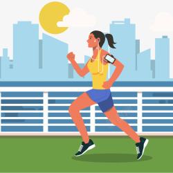跑步女性运动插画矢量图高清图片