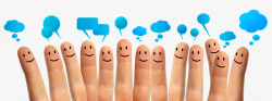 聊天工具创意手指蓝色社交对话框高清图片
