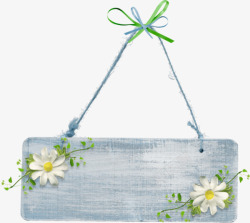 花卉装饰背景青蓝色木牌高清图片
