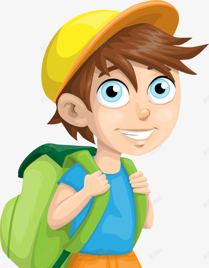 背着书包上学的男孩png免抠素材_新图网 https://ixintu.com 上学的男孩 可爱小男孩 开学季 开心 绿色书包 背着书包