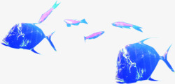 蓝色卡通海底动物鱼素材