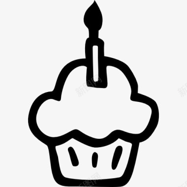 周年庆典用一支蜡烛在蛋糕图标图标