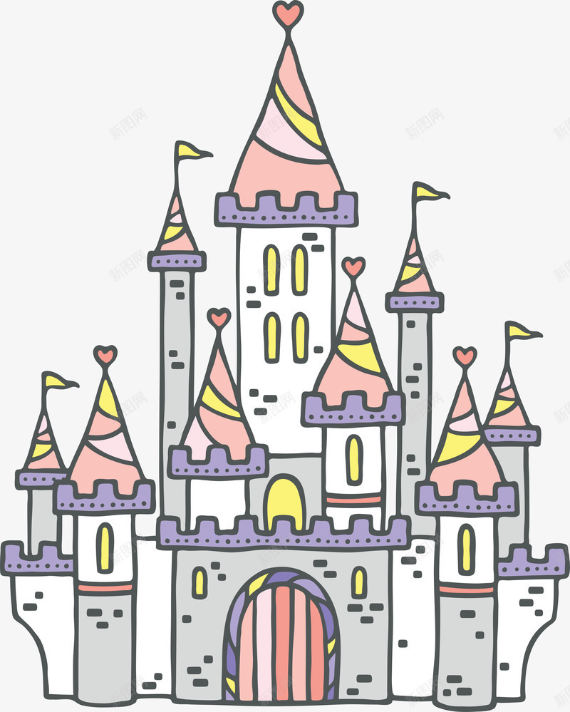 手绘创意彩色城堡png免抠素材_新图网 https://ixintu.com 创意图 可爱 城堡 彩色图 手绘图 简单的