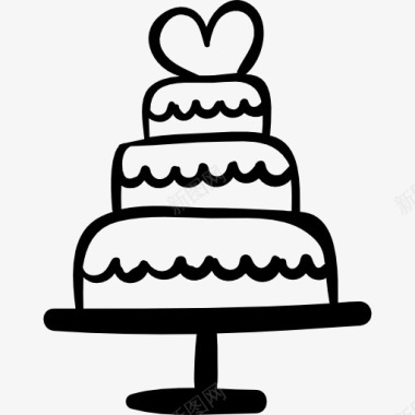 婚礼蛋糕的心图标图标