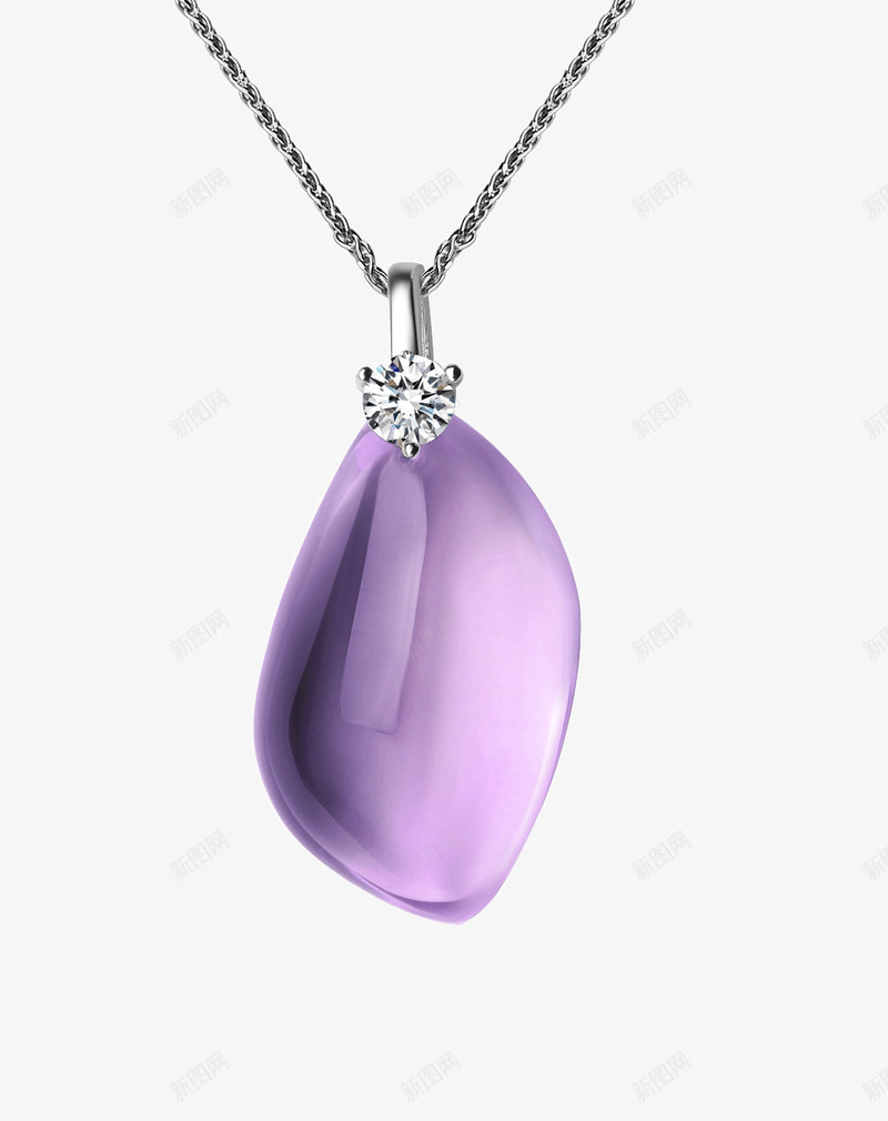 紫色宝石项链png免抠素材_新图网 https://ixintu.com 千足银 宝石 紫色 钻石 银项链 项链