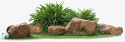 石堆PNG石头堆丛草高清图片
