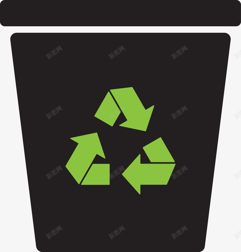 黑色垃圾桶图图标png_新图网 https://ixintu.com 低能耗 可再生能源 可回收 回收利用 图标 垃圾桶 垃圾桶小图标 环保 生态标志 绿叶 绿色 绿色环保