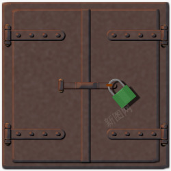 棕色大门绿色锁着的棕色卡通大门高清图片