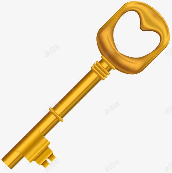 金色钥匙图标png_新图网 https://ixintu.com 安全 插画 金属钥匙 金色 金融