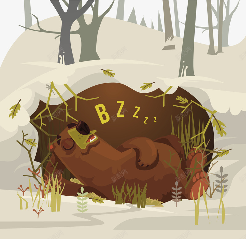 躺着睡觉的棕色的小熊矢量图eps免抠素材_新图网 https://ixintu.com 动物 动物png 动物矢量图 小熊 睡觉 矢量图