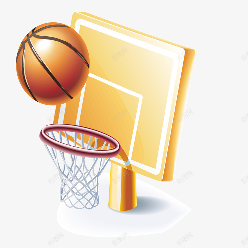 卡通篮球和球框矢量图ai免抠素材_新图网 https://ixintu.com 全民健身日 创意 比赛 球类运动 篮球 运动 矢量图