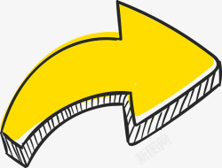 黄色游动箭头手绘黄色动感箭头矢量图高清图片