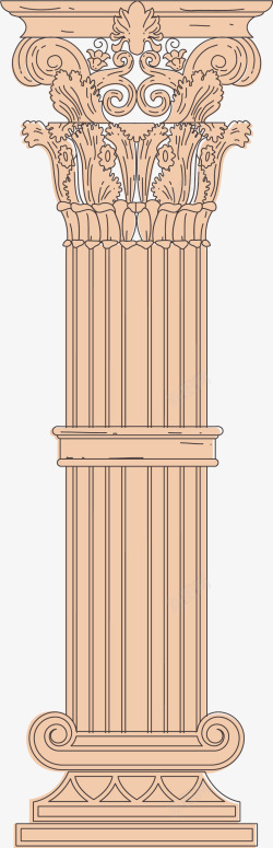 卡通罗马柱粉色涡卷花纹罗马柱矢量图高清图片