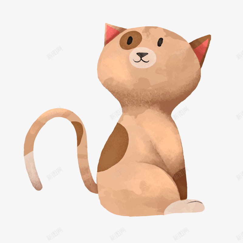 水彩可爱的猫咪矢量图ai免抠素材_新图网 https://ixintu.com 卡通 可爱 宠物设计 棕色 水彩 猫咪设计 矢量图