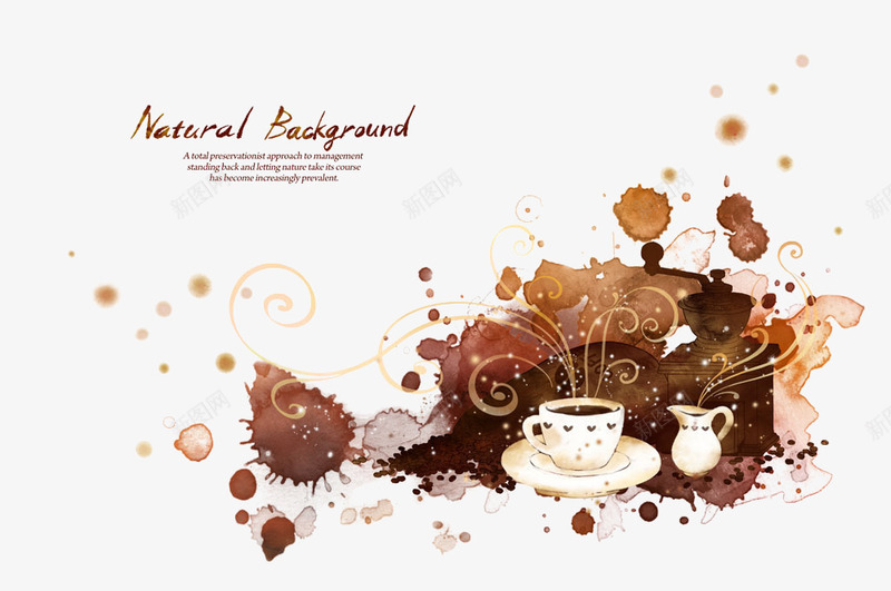 咖啡花纹背景png免抠素材_新图网 https://ixintu.com 咖啡 咖啡杯 咖啡色 棕色 水彩画 花纹