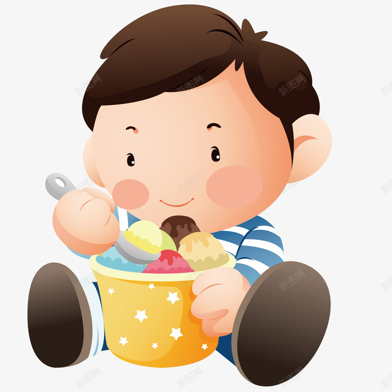 吃冰淇淋的男孩png免抠素材_新图网 https://ixintu.com 冰淇淋 吃东西 男孩