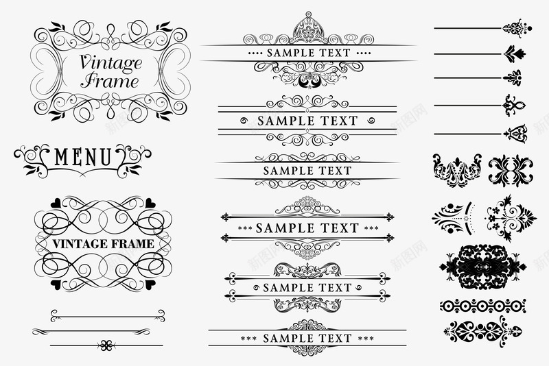 欧式花纹png免抠素材_新图网 https://ixintu.com 分隔符 欧式花纹 边框