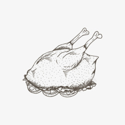手绘烤火鸡免抠PNG复活节烤鸡素描简笔画矢量图高清图片