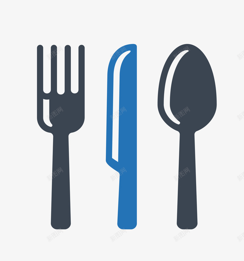 蓝色简单餐具图标矢量图eps_新图网 https://ixintu.com 图标 简单 蓝色 餐具 矢量图