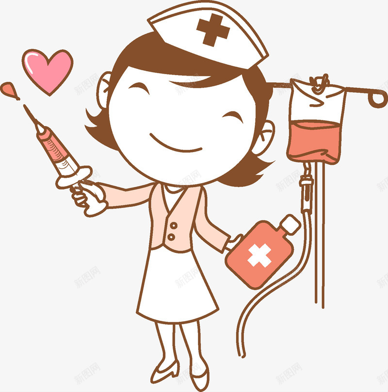 输液的护士png免抠素材_新图网 https://ixintu.com 卡通 女人 微笑的 护士漫画 护士节插画 挂吊针 注射器 漂亮护士 白衣天使 输液器