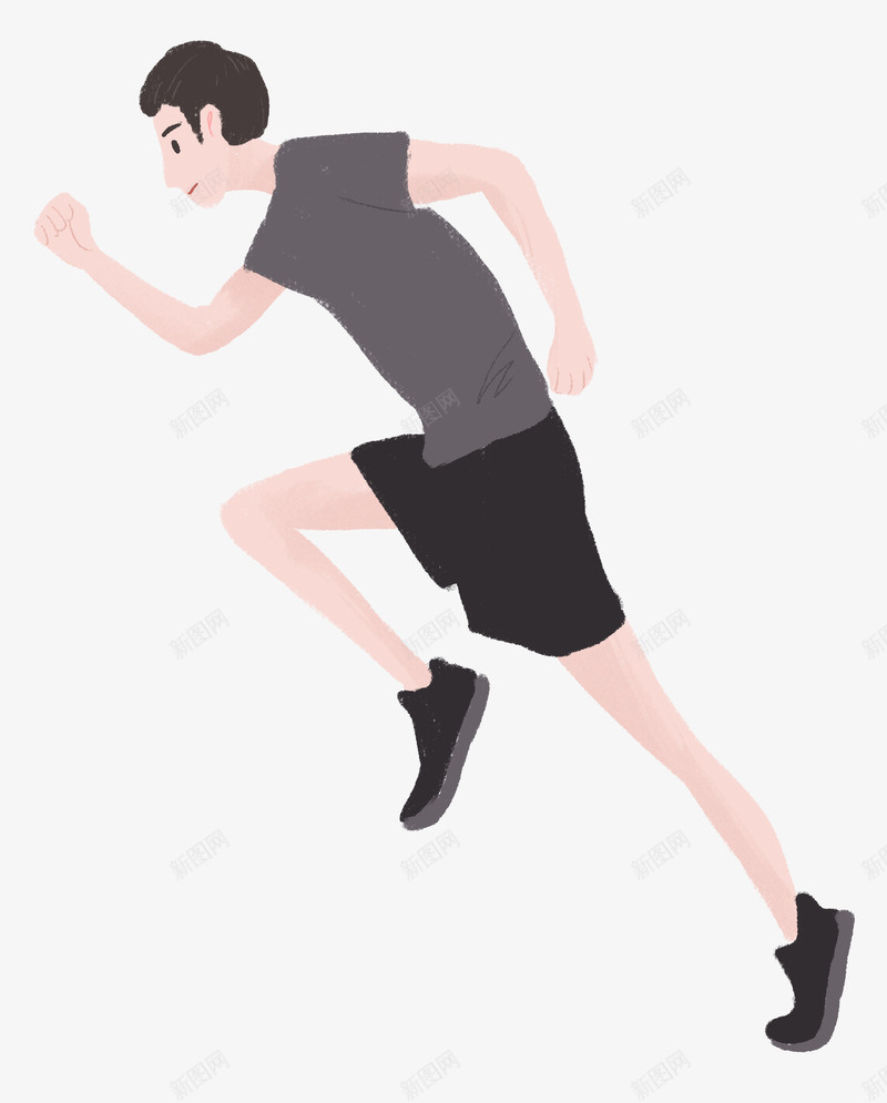 手绘人物插画跑步起跑的男孩png免抠素材_新图网 https://ixintu.com 人物插图 手绘 插画 男孩 起跑 跑步 运动