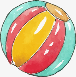 彩色水彩手绘沙滩排球素材