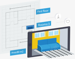 在线装修手机虚拟现实装修矢量图高清图片