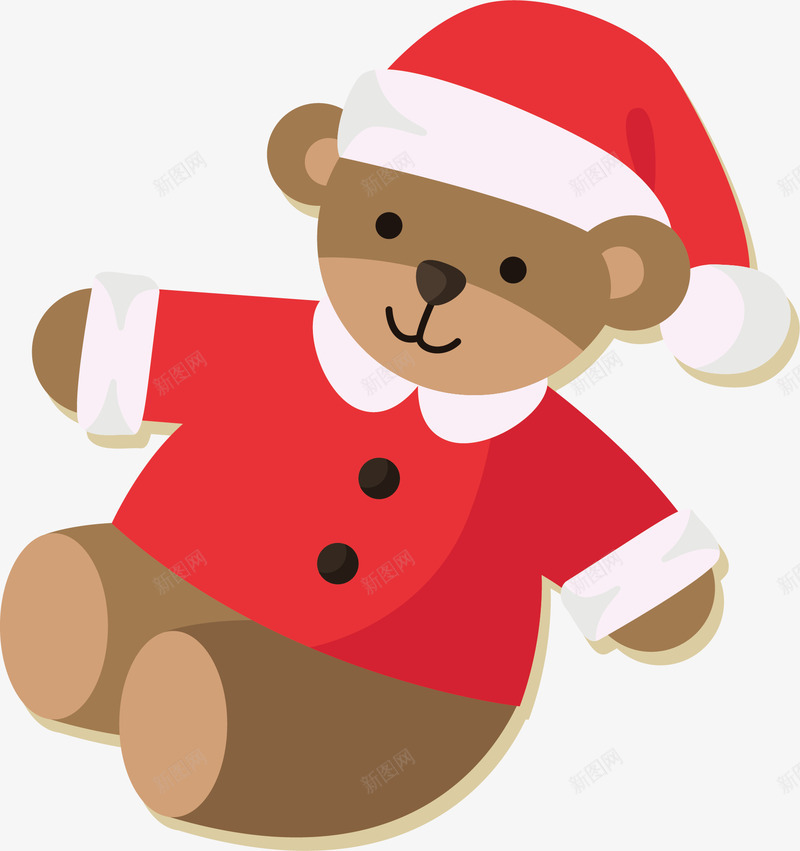 圣诞小熊装扮矢量图ai免抠素材_新图网 https://ixintu.com 动物 卡通手绘 可爱 宠物 棕色小熊 水彩 红色帽子 矢量图