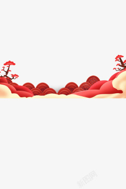 庆祝中国风红色元旦装饰高清图片