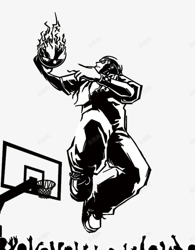 篮球png免抠素材_新图网 https://ixintu.com 剪影 手绘 篮球 篮筐 运动