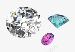 三颗钻石彩色钻石高清图片
