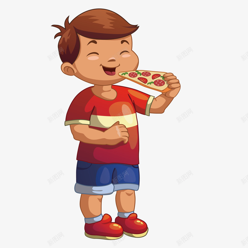吃披萨饼的男孩简图png免抠素材_新图网 https://ixintu.com 人物 卡通 手绘图 披萨饼 男生 美食 食物