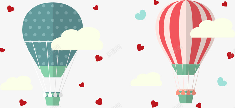 爱的热气球矢量图ai免抠素材_新图网 https://ixintu.com 氢气球 热气球 爱情 矢量图