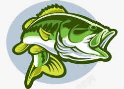 卡通手绘漂亮的绿色鱼插画素材