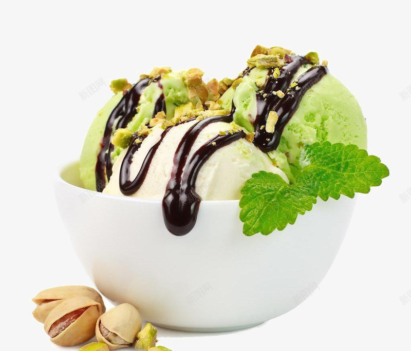 美味冰淇淋png免抠素材_新图网 https://ixintu.com 冰淇淋 巧克力 棕色 白色 绿色 食物