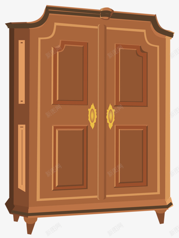 衣柜png免抠素材_新图网 https://ixintu.com 卡通 家具 手绘 棕色 衣橱
