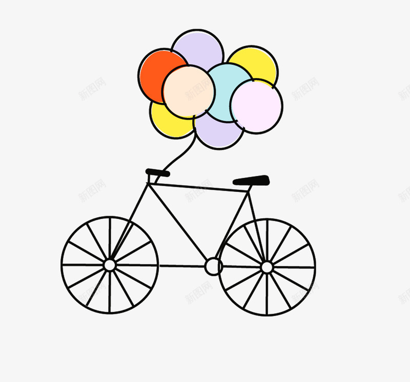 青春季挂气球的自行车psd免抠素材_新图网 https://ixintu.com 时光 毕业 毕业季 气球 自行车 青春